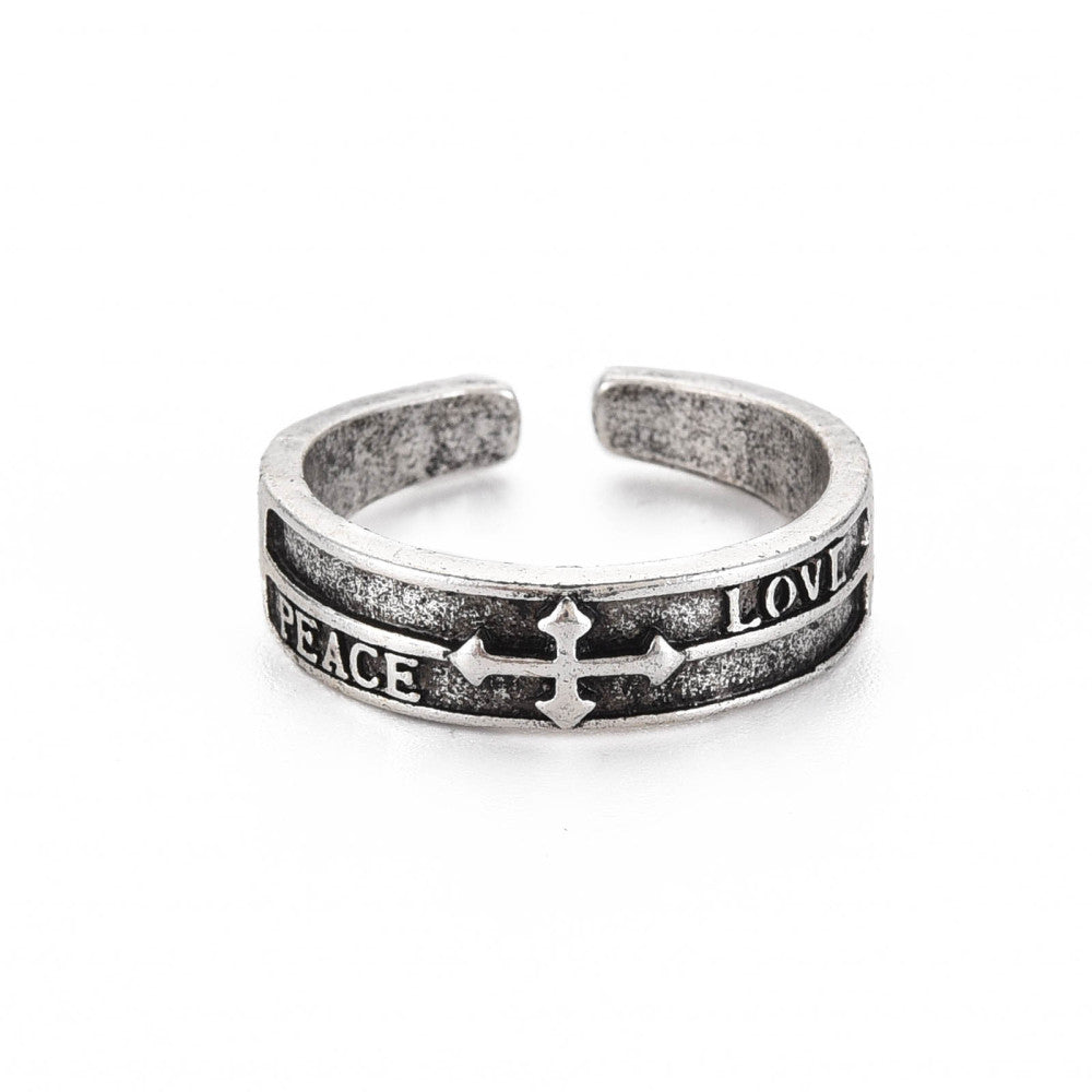 Peace and Love Open Cuff Ring