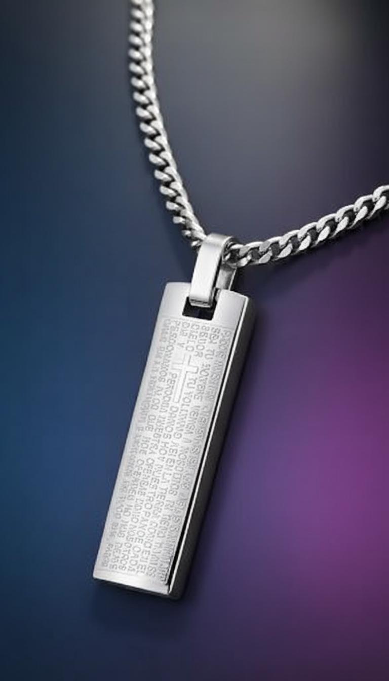 Lords Prayer Cross Pendant Necklace