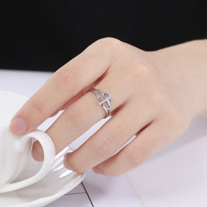 Cutout Cross and Hearts Adjustable Ring