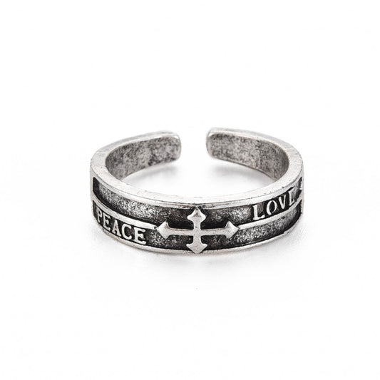 Peace and Love Open Cuff Ring