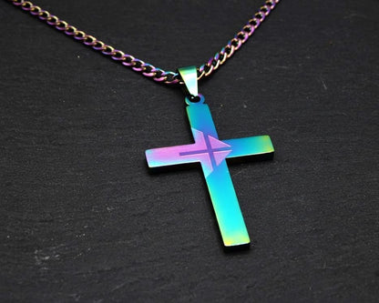 Colourful Stainless Steel Cross Necklace