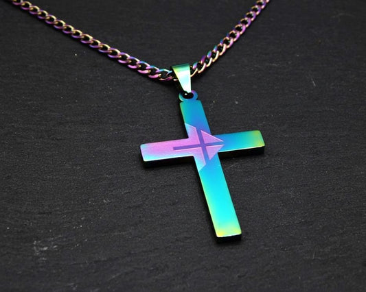 Colourful Stainless Steel Cross Necklace