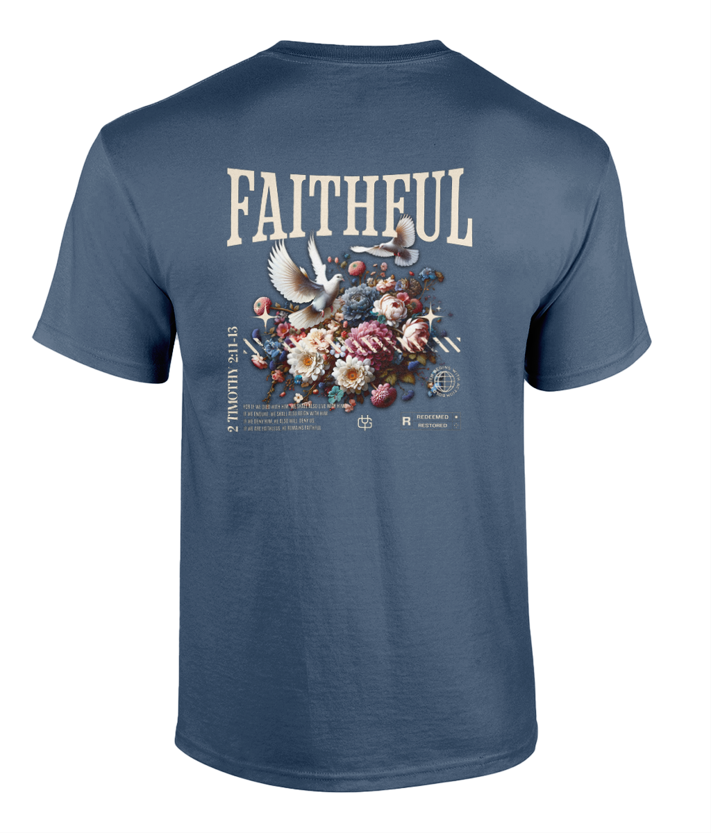 Faithful Christian t-shirt featuring a floral graphic design by RisenKing