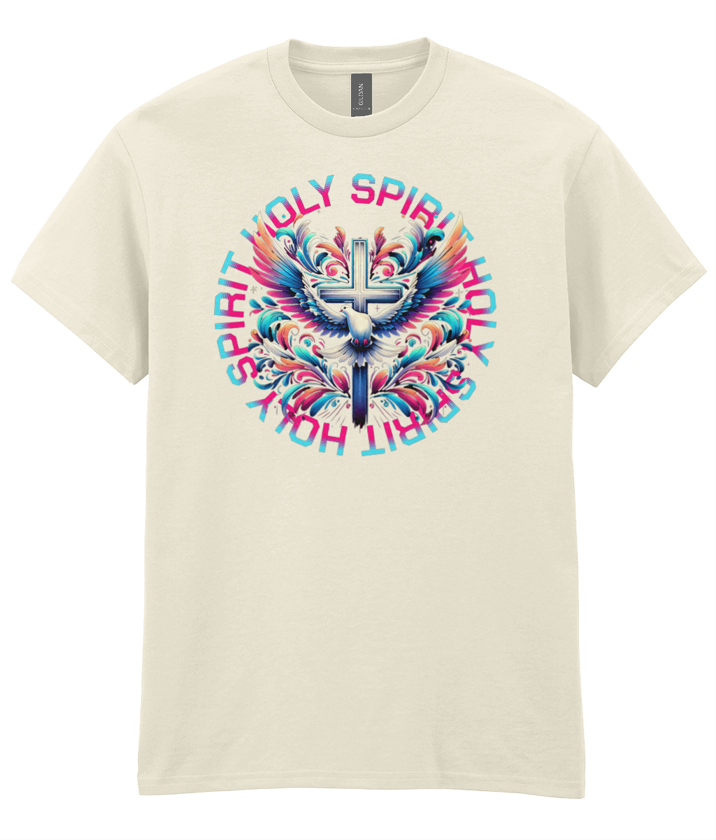 Holy Spirit Christian t-shirt featuring a colourful graphic design representing the Holy Spirit by RisenKing