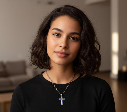 Unisex Stainless Steel Multicolour Jesus Cross Necklace